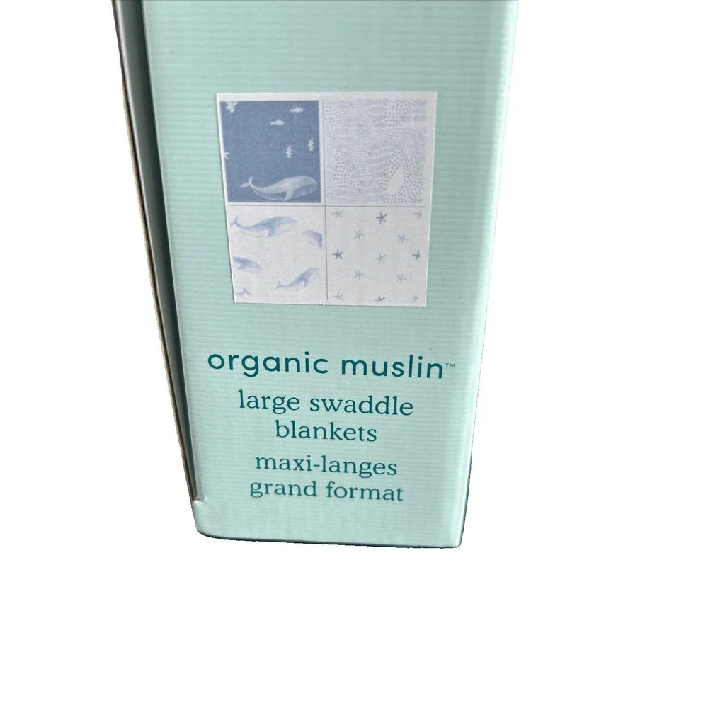 aden + anais Oceanic Organic Cotton Muslin Large Swaddle Blankets 4-pack 47 x 47